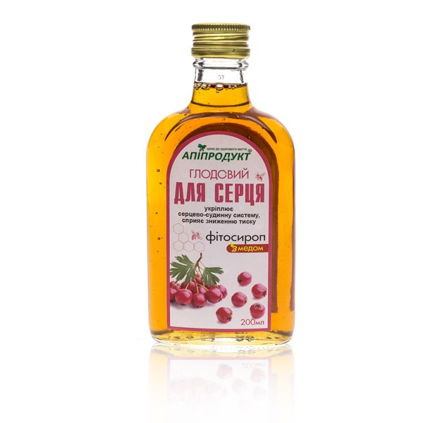 Фітосироп з медом "Глодовий" для серця ТМ "Апіпродукт", 200 ml