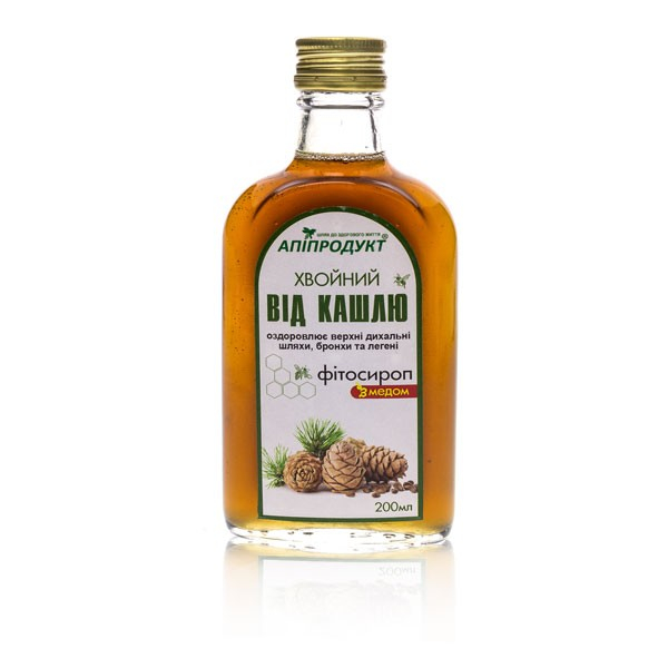 Фитосироп с медом "Хвойный" от кашля ТМ "Апипродукт", 200 ml