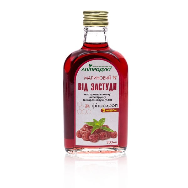 Фитосироп с медом "Малиновый" от простуды ТМ "Апипродукт", 200 ml