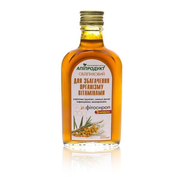 Фитосироп с медом "Облепиховый" для иммунитета ТМ "Апипродукт", 200 ml