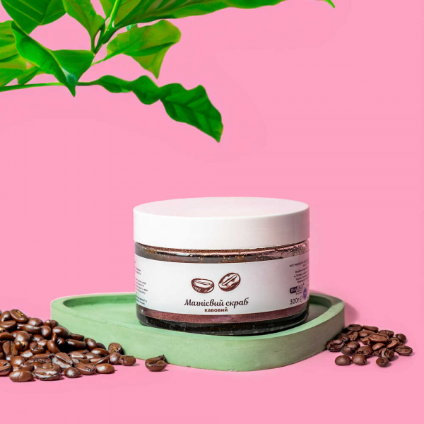 Магнієвий скраб для тіла з ароматом кави Бішофіт Полтавський, 300 г