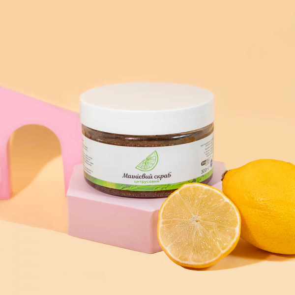 Магнієвий скраб для тіла цитрусовий Бішофіт Полтавський, 300 г