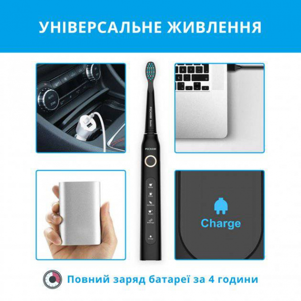 Набір звукових зубних щіток PECHAM Black and White Travel Set