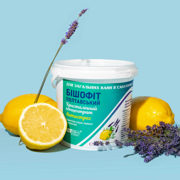 Кристалічний концентрат "Антистрес" з ефірною олією лимону та лаванди Бішофіт Полтавський, 1000 ml
