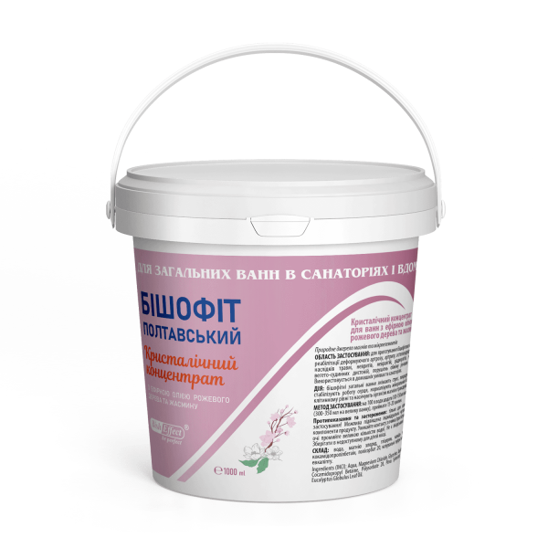 Кристалічний концентрат для ванн з жасмином та ефірною олією рожевого дерева Бішофіт Полтавський, 1000 ml