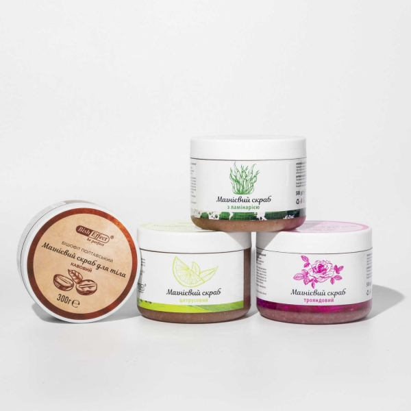 Магнієвий скраб для тіла з ароматом кави Бішофіт Полтавський, 300 г