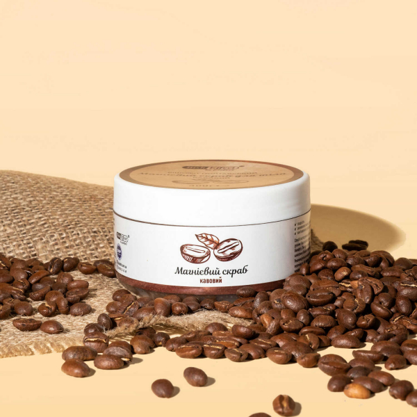Магнієвий скраб для тіла з ароматом кави Бішофіт Полтавський, 300 г