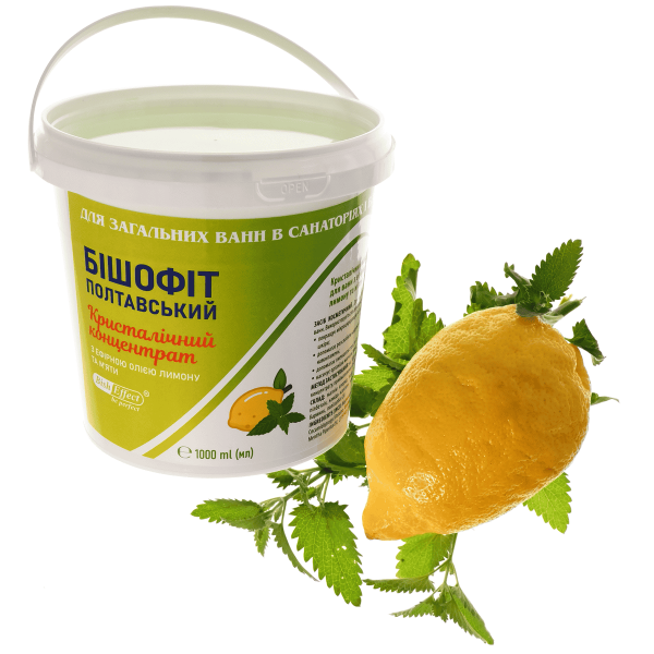 Кристалічний концентрат для ванн з ефірною олією лимону та м'яти Бішофіт Полтавський, 1000 ml