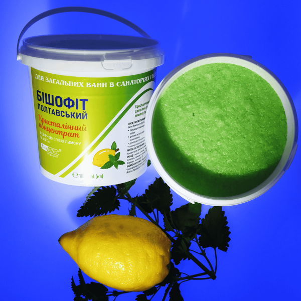 Кристалічний концентрат для ванн з ефірною олією лимону та м'яти Бішофіт Полтавський, 1000 ml