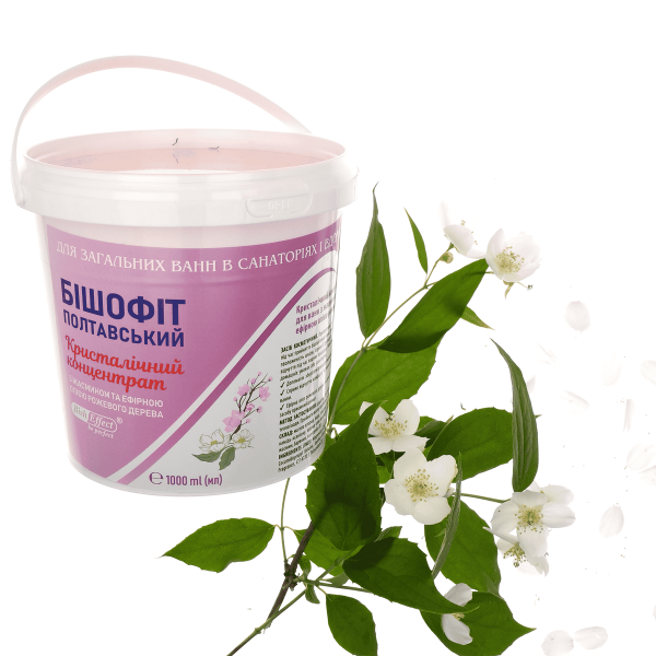 Кристалічний концентрат для ванн з жасмином та ефірною олією рожевого дерева Бішофіт Полтавський, 1000 ml