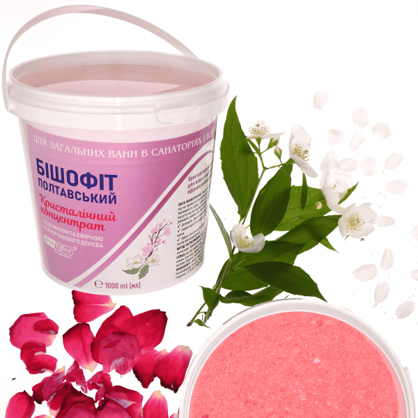 Кристалічний концентрат для ванн з жасмином та ефірною олією рожевого дерева Бішофіт Полтавський, 1000 ml