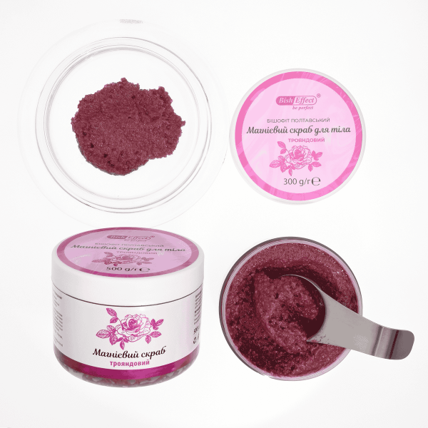 Магнієвий скраб для тіла з екстрактом троянди Бішофіт Полтавський, 300 г