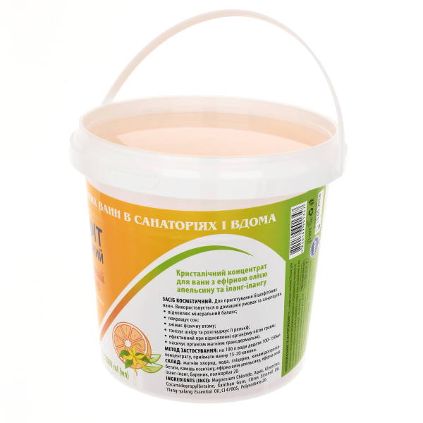 Кристалічний концентрат для ванн з ефірною олією апельсину та іланг-іланг Бішофіт Полтавський, 1000 ml