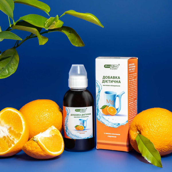 Питний бішофіт з апельсиновим сиропом. Добавка дієтична магнієво-мінеральна, 250 ml