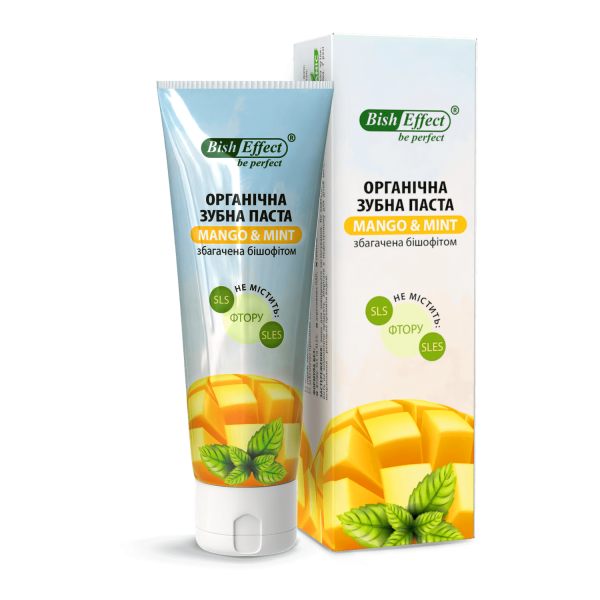 Органическая зубная паста с бишофитом "Манго и мята", 75 мл