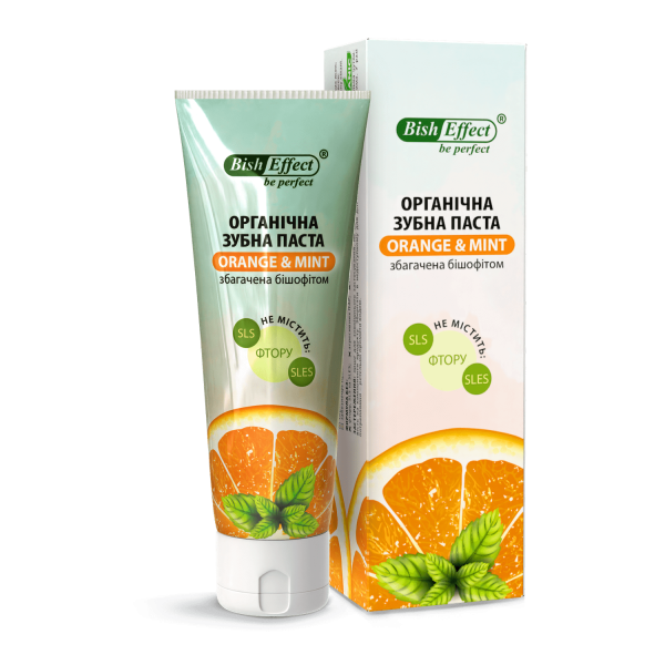 Органическая зубная паста с бишофитом "Апельсин и мята", 75 мл